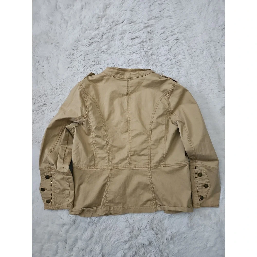 ZD Jacket Womens Plus Size 18 Khaki Tan Military Band Studded Utility Boho Chic